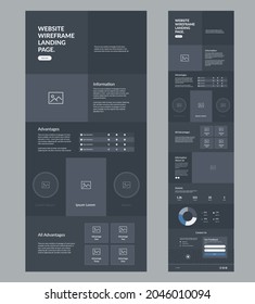 Website design template for business. Landing page wireframe. Modern responsive one page site design. Ui ux.