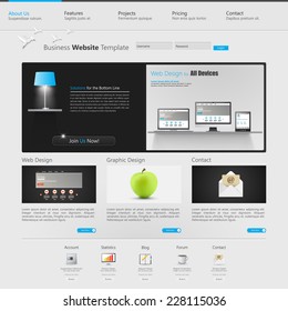 Website Design Template. Creative web design, with realistic icons.
