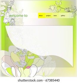 Plantilla de diseño del sitio web con flores decorativas