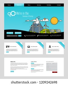 Website Design Template Ecological Theme Vector illustration mobile website design and development. Creative concept, easy to edit and customize.