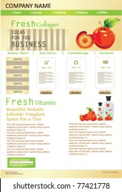 Website design template with fresh apple cherry. Vector illustrator.