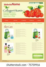 Website design template with fresh cherry. Vector illustrator.