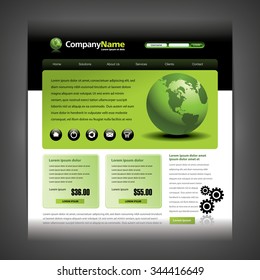 Website design template with globe and gears