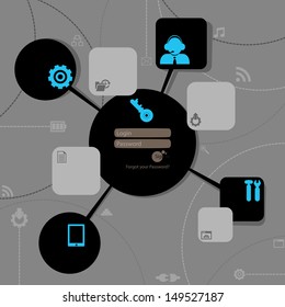 Website Design template for the info graphics with icons on the theme of internet