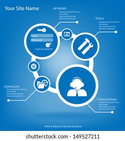 Website Design template for the info graphics with icons on the theme of internet