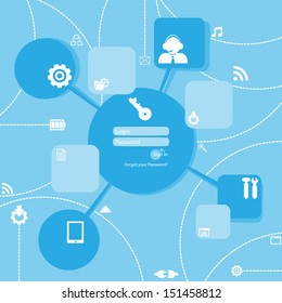 Website Design template for the info graphics with icons on the theme of internet