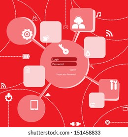 Website Design template for the info graphics with icons on the theme of internet