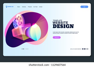 Website design template. Landing mobile web page layout. Vector media business concept, creative background.