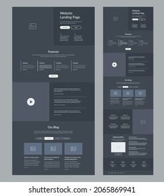 Website design template. Landing page wireframe.