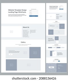 Website design template. Landing page wireframe.