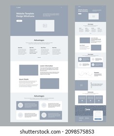 Website  design template. Landing page wireframe.