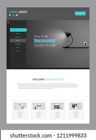 Website Design Template With Lighting  Desk Lamp Header. Vector illustration mobile website design and development. Creative concept, easy to edit and customize.