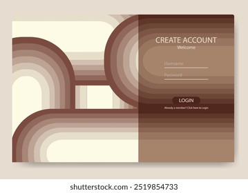 Website design template. Login screen landing page. Login ui ux design