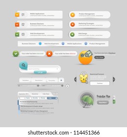 Website design template menu elements with icons