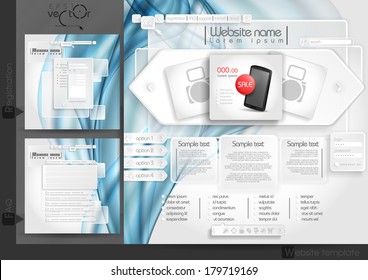 Website Design Template Menu Elements With FAQ And Registration. Vector Illustration. Eps 10.