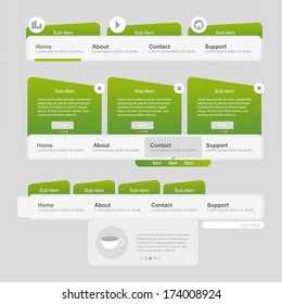 Website design template, menu navigation elements. 