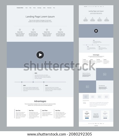 Website design template. Modern responsive layout. UI UX.