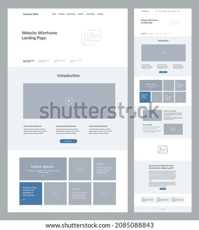 Website design template. Modern responsive layout. UI UX.