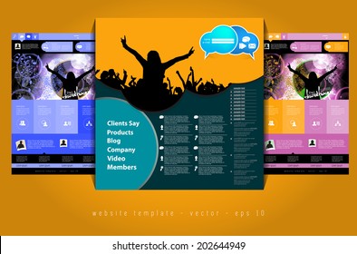 Website Design Template, Music Event Vector. 