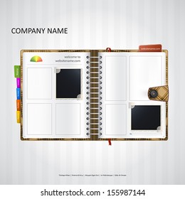 Website design template with notebook, organizer