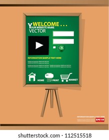 Website Design Template on blackboard background,Vector