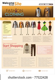 Website design template for personal portfolio - perfect for photographers and designers. Vector illustration.