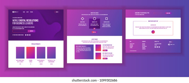 Website Design Template Vector. Business Project. Landing Web Page. Financial Management. Looking Opportunity. Corporate Concept. Popular Ptroducts. Illustration