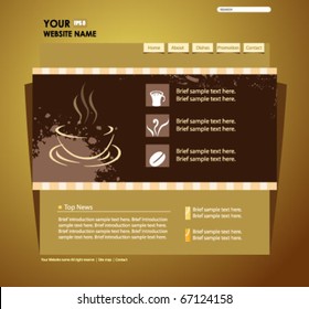 website design template vector with coffee cup