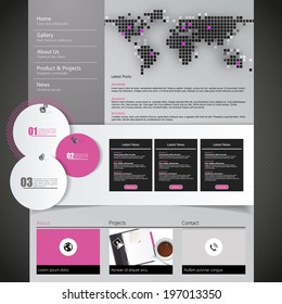Website design template, vector. Minimalistic colors 