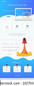 Website Design Template white and blue clean modern design. Vector illustration.