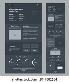 Website Design Template Wireframe. Landing Page Site Design.