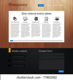 Website design template with wood and leather