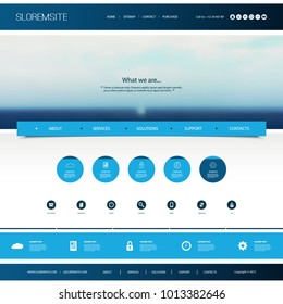 Plantilla de diseño de sitio web para su empresa con imagen de vista borrosa del océano