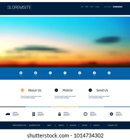 Website-Design-Vorlage für Ihr Unternehmen mit Hintergrundbild für Sunset Sky - Wolken, Wolken, Sonne, Sonnenstrahlen