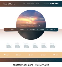 Plantilla de diseño de sitio web para su empresa con fondo de imagen de Sky Sunset - Dusk, Clouds, Sun, Sunlight