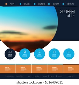 Website Design Template for Your Business with Sunset Sky Image Background - Dusk, Clouds, Sun, Sunlight