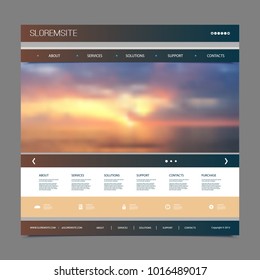 Website Design Template for Your Business with Sunset Sky Image Background - Dusk, Clouds, Sun, Sunlight