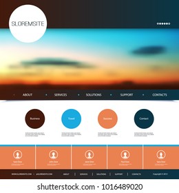 Website Design Template for Your Business with Sunset Sky Image Background - Dusk, Clouds, Sun, Sunlight