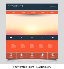 Website-Design-Vorlage für Ihr Unternehmen mit Sunset Sky-Hintergrund - Wolken, Sonnenlicht