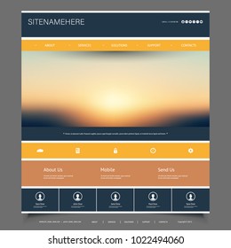 Website Design Template for Your Business with Sunset Sky Image Background - Dusk, Clouds, Sun, Sunlight