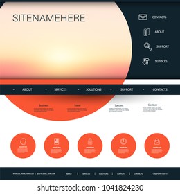 Website Design Template for Your Business with Sunset Sky Image Background - Clouds, Sunlight 