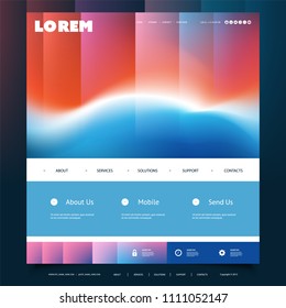 Website Design Template for Your Business with Colorful Striped Pattern