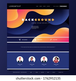 Website Design Template for Your Business with Orange and Blue Abstract Liquid Texture in the Header
