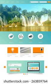 Website Design Template for Your Business with Waterfall Photo Background 