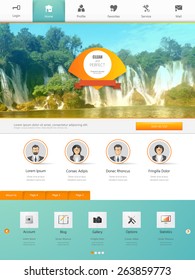 Website Design Template for Your Business with Waterfall Photo Background 