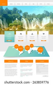 Website Design Template for Your Business with Waterfall Photo Background 