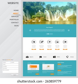 Website Design Template for Your Business with Waterfall Photo Background 