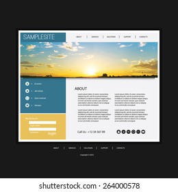 Modelo de design de site para o seu negócio com fundo de foto do pôr do sol