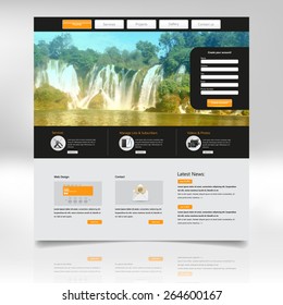 Website Design Template for Your Business with Waterfall Photo Background 