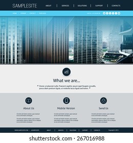Plantilla de diseño de sitio web para su negocio con fondo de imagen de línea aérea de Chicago